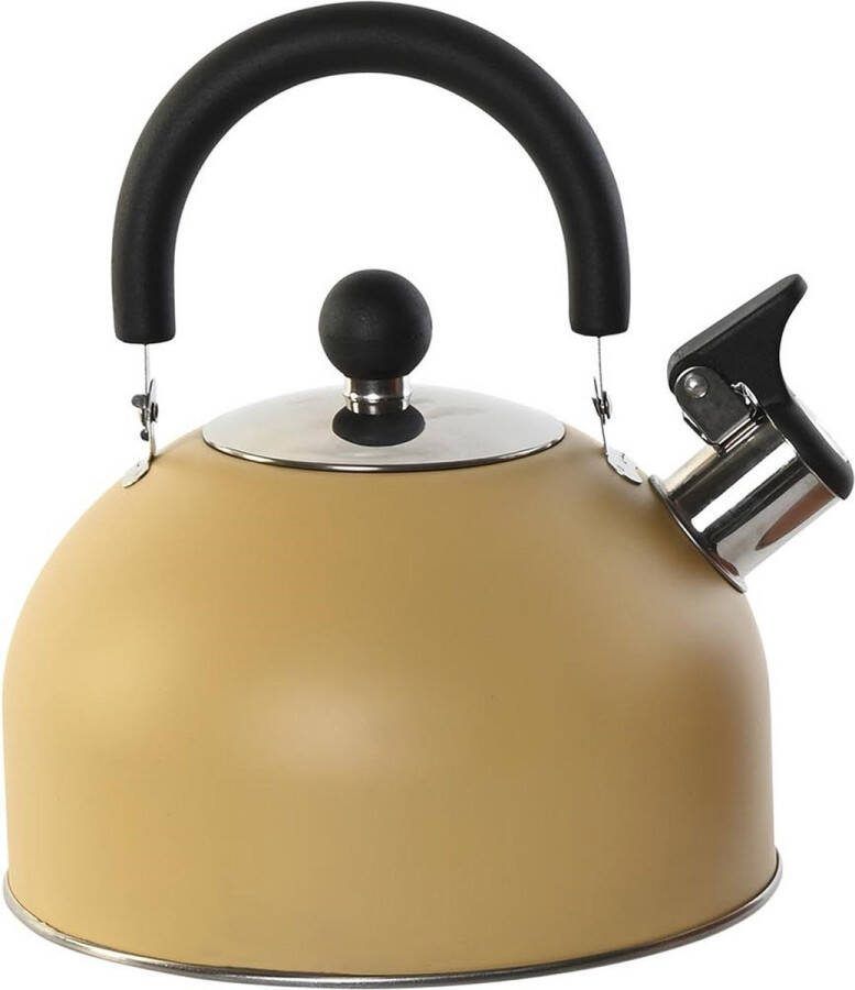 Items Kitchen Theepot Matcha oker geel inox 2500 ml fluitketel voor het fornuis