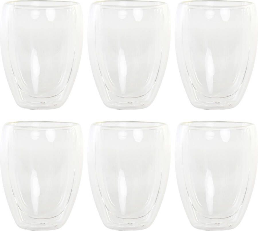 Items koffieglazen dubbelwandig set 6x latte macchiato glazen 350 ml Koffie- en theeglazen