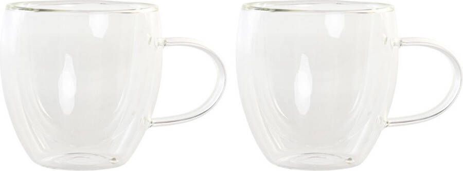 Items koffieglazen theeglazen dubbelwandig set 2x cappuccino glazen 250 ml Koffie- en theeglazen