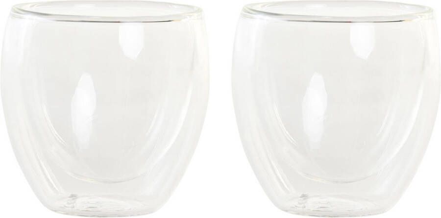 Items koffieglazen theeglazen dubbelwandig set 2x espresso glazen 100 ml Koffie- en theeglazen