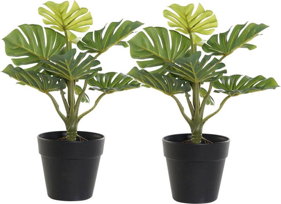 Items Kunstplant Monstera plant in bloempot 2x Groen 20 x 30 cm Kamerplanten