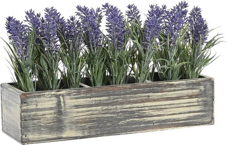Items Lavendel bloemen kunstplant in bloembak paarse bloemen 34 x 14 x 19 cm bloemstukje Kunstplanten