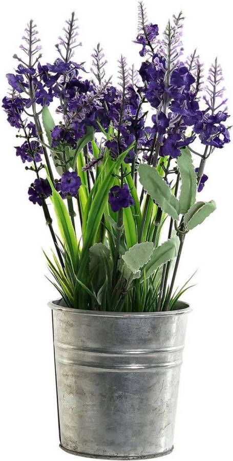 Items Lavendel kunstplant kamerplant paars in grijze sierpot H28 cm x D18 cm Kunstplanten nepplanten