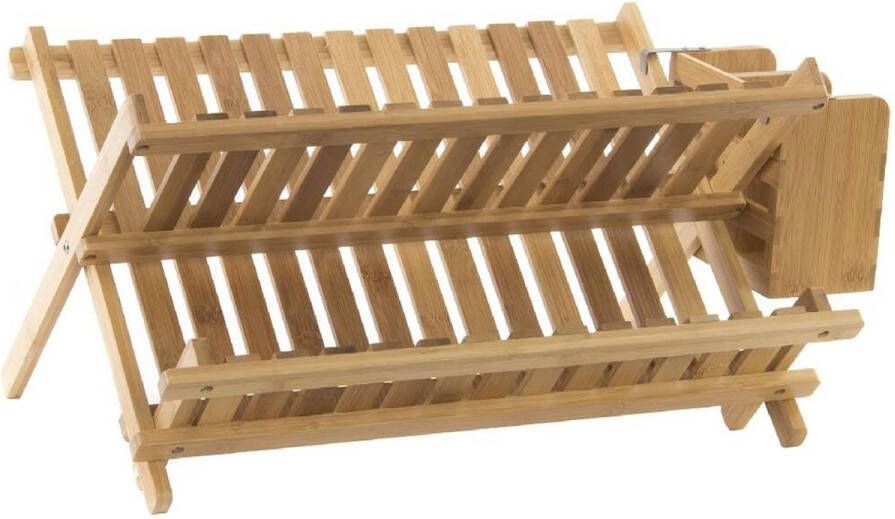 Items Luxe afdruiprek bamboe hout 45 x 35 cm uitdruiprek bordenrek Afwasrek