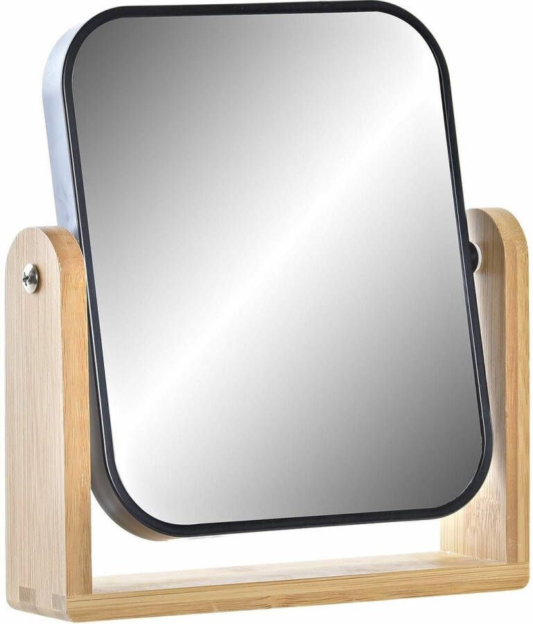 Items Make-up spiegel op standaard bamboe zwart 21 cm Make-up spiegeltjes