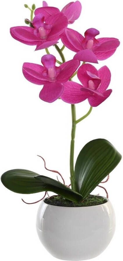 Items Orchidee bloemen kunstplant in witte bloempot fuchsia roze bloemen H29 cm Kunstplanten