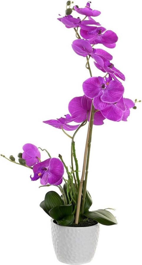 Items Orchidee bloemen kunstplant in witte bloempot roze bloemen H60 cm