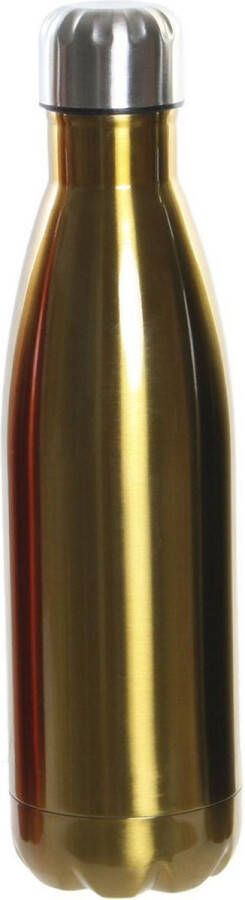 Shoppartners RVS thermos waterfles drinkfles goud met schroefdop 500 ml Thermosflessen