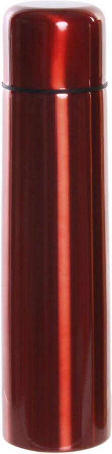 Items RVS thermosfles isoleerfles rood met drukdop 920 ml Thermosflessen