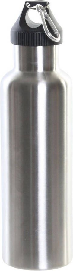 Items RVS thermosfles isoleerfles zilvergrijs met schroefdop en karabijnhaak 750 ml Thermosflessen