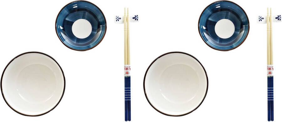 Items 8-delige sushi serveer set porselein voor 2 personen wit blauw Sushi servies