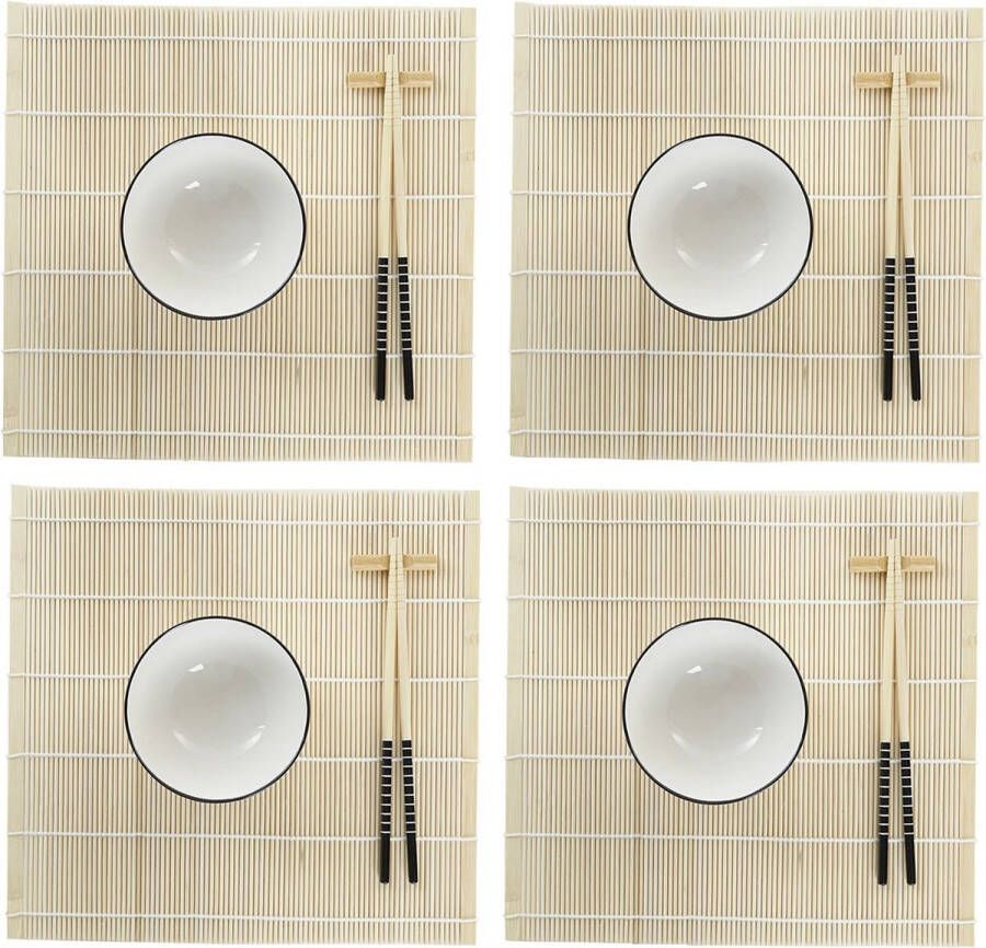 Items 16-delige sushi serveer set aardewerk voor 4 personen wit Sushi servies