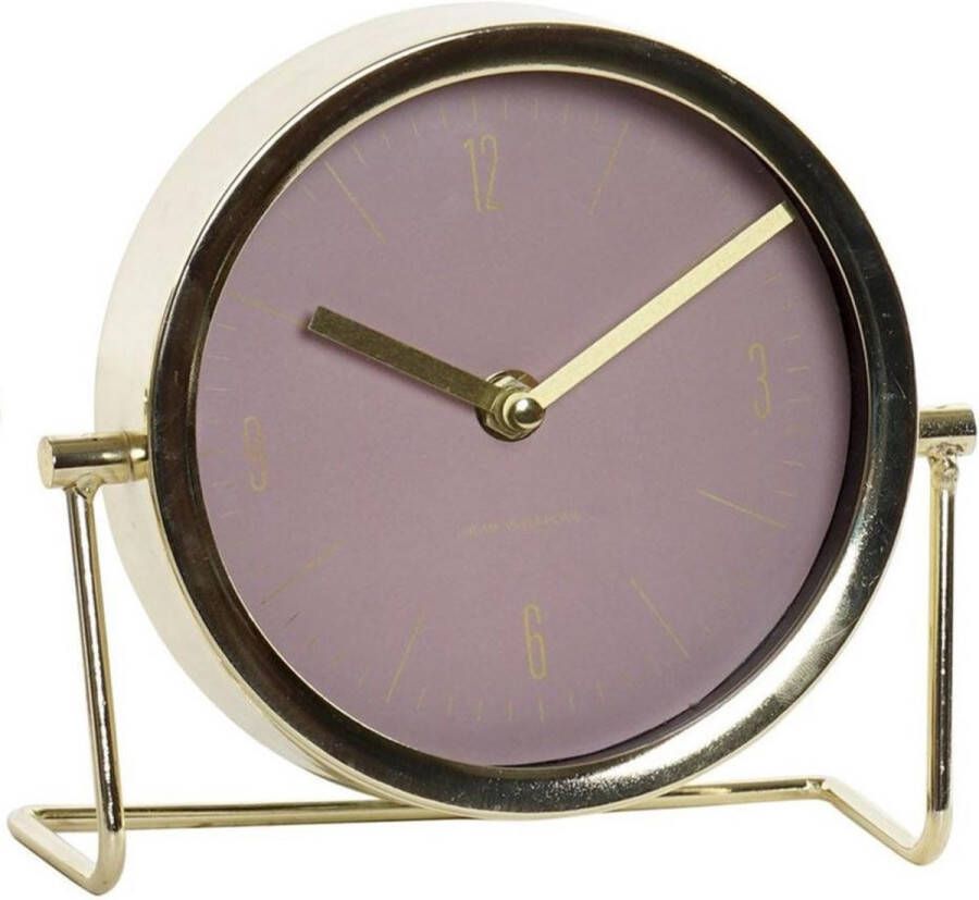 Items Tafelklok op gouden standaard met oud roze wijzerplaat 18 x 16 cm Tafelmodel staande klok