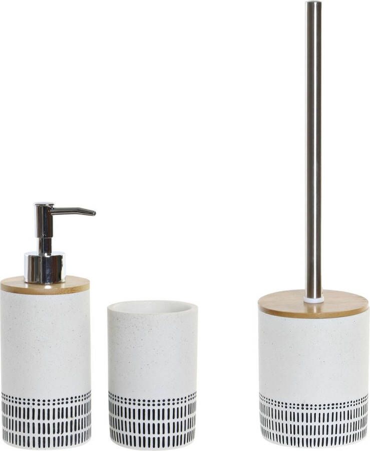 Items Toiletborstel wit zwart met houder 39 cm met zeeppompje 300ml en beker Badkameraccessoireset
