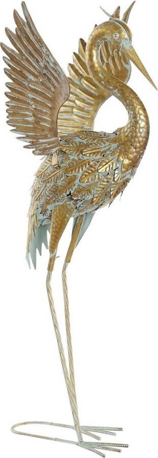 Items Tuin decoratie dieren vogel beeld Metaal Reiger vliegend 34 x 85 cm buiten goud