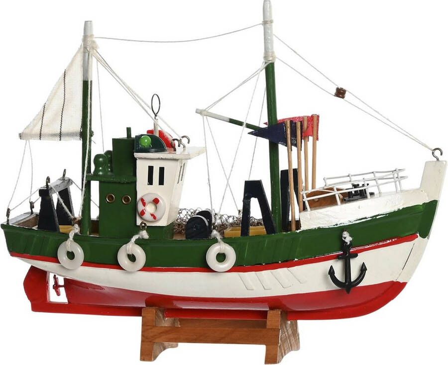 Items Vissersboot schaalmodel met veel details Hout 23 x 7 x 18 cm Maritieme boten schepen decoraties