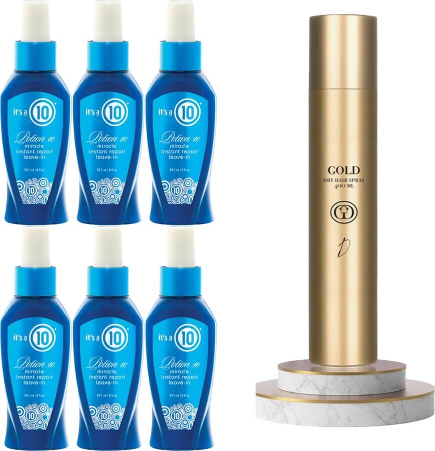 Its a Curl 6 X STUKS It's a 10 Instant Repair Leave-in Conditioner + GOLD Professional Haircare Dry Hair Spray 400 ml