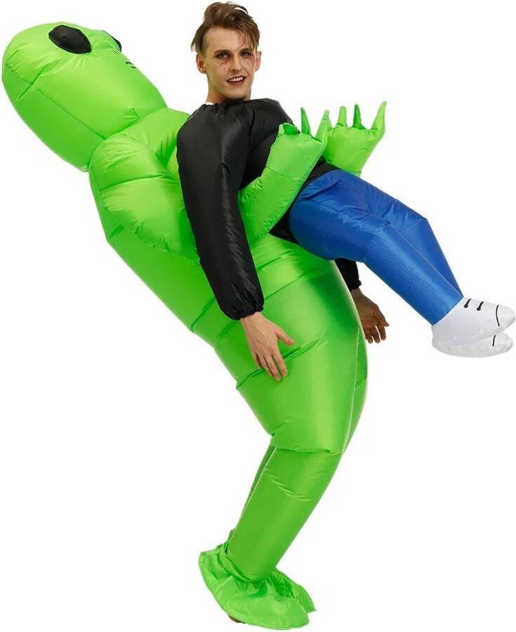 ItsIn Alien Kostuum Groen Volwassene Opblaasbaar Halloween Carnaval Feest 150-195cm Ventilator Polyester