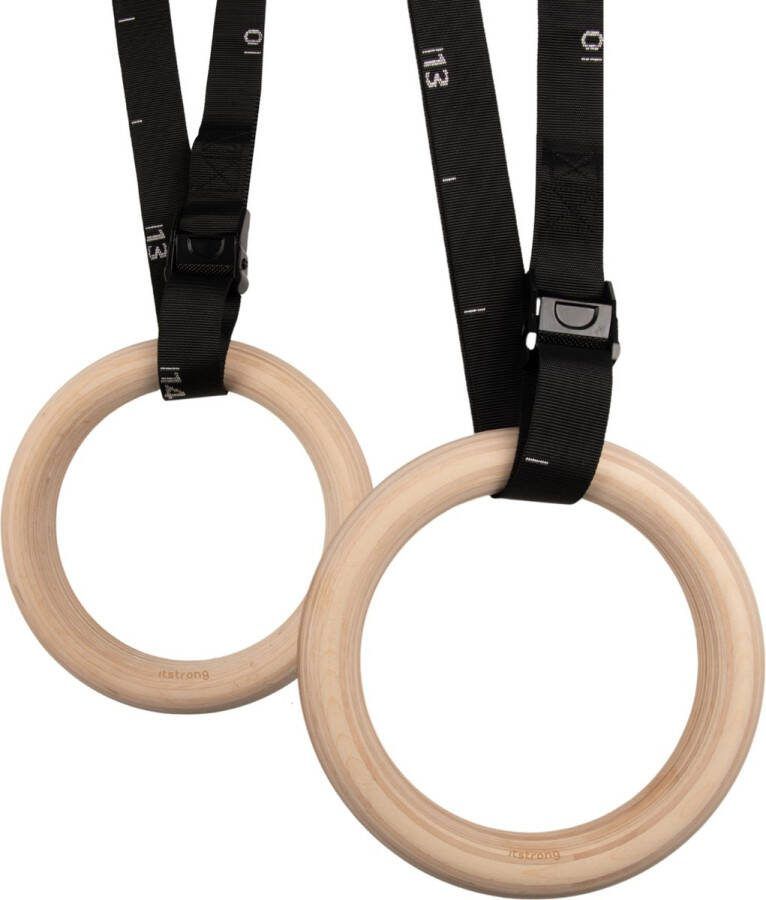 Itstrong Turnringen Gym Ringen Buiten Voor Volwassenen & Kind Fitness Crossfit Calisthenics 32 mm dikte Berkenhout