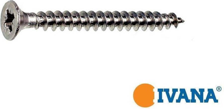 Ivana schroeven RVS A2 Pozidrive PZ-2 platverzonken kop 4 5 x 30 mm 200 stuks