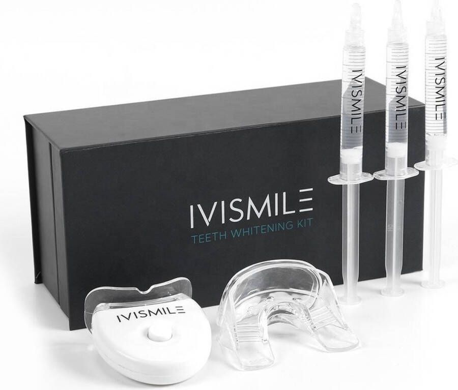 IVISmile Tanden bleek KIT Professional Teeth Whitening Professionele Tandenbleekset met LED licht incl. 3 buisjes met gel 0% Peroxidevrij Draadloos Witte Tanden Thuis Tanden Bleken