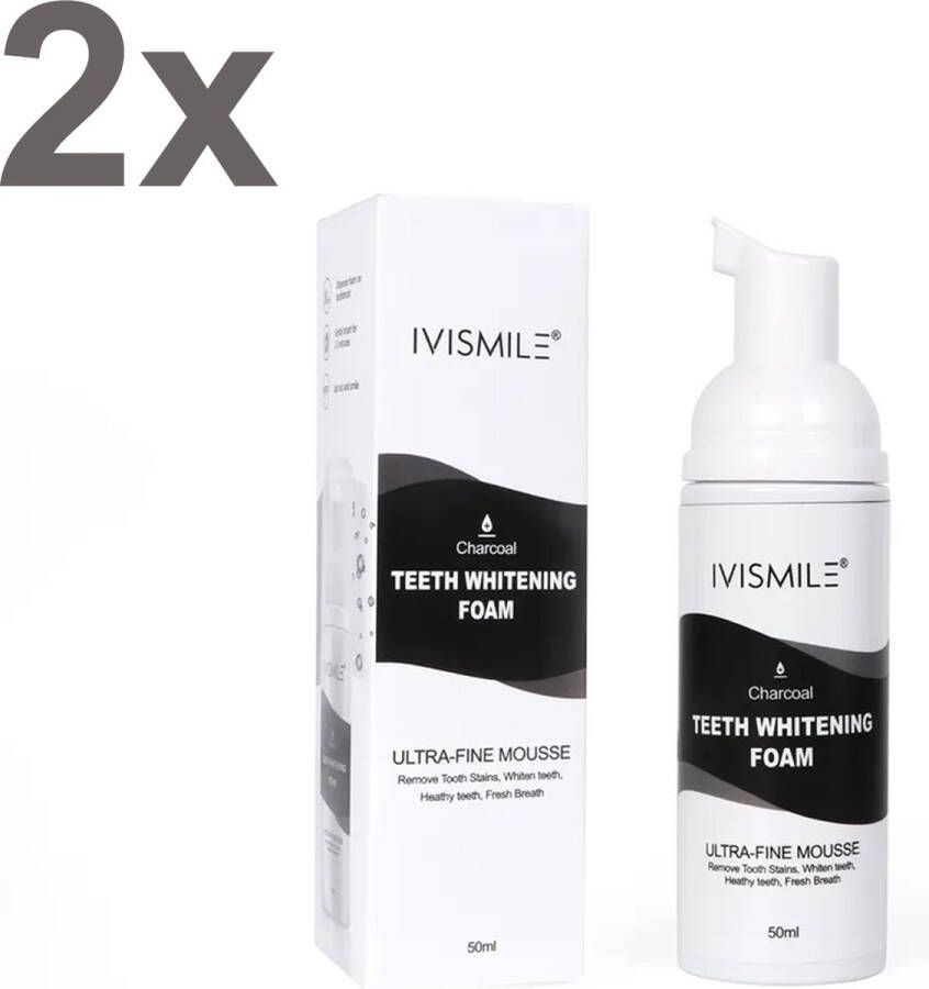 IVISmile Ultra Fine Houtskool Tandpasta Schuim Teeth Whitening Charcoal Foam 50ml DUOPAK