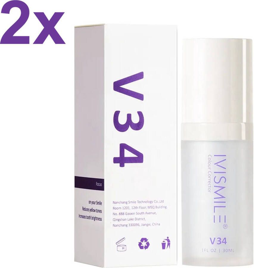 IVISmile V34 Whitening Foam Paarse Schuim Tandpasta 2 in 1 2x 30ml DUOPAK