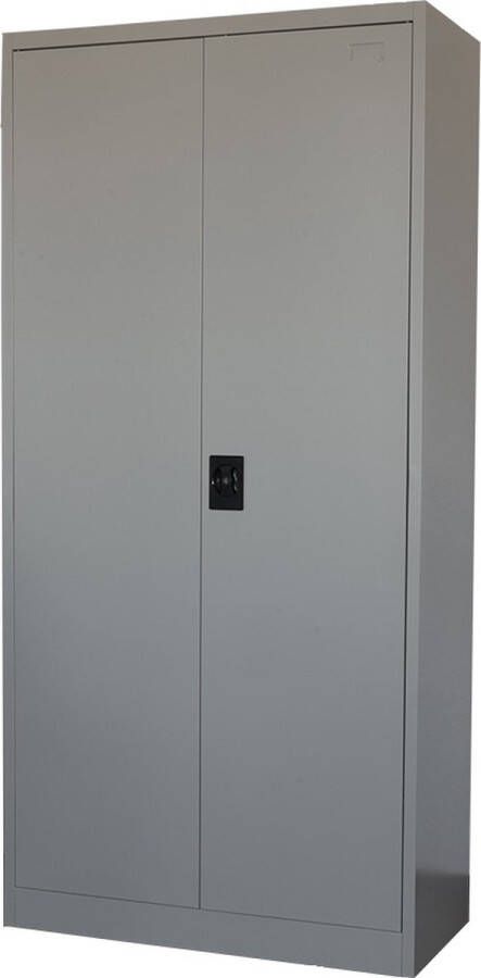 IVOL Archiefkast met slot Kantoorkast 90 x 185 x 40 cm Draaideurkast Grijs 4 Legborden