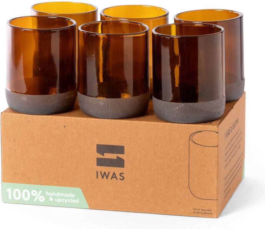 IWAS Drinkglazen Set ""Bruin"" Small Upcycled & Handgemaakt Duurzaam Products