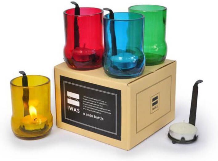 IWAS Houder theelichtjes “Color” Upcycled Set van 4 stuks Products