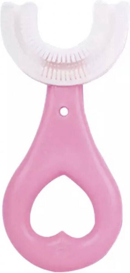 Ixen 360 graden U vormige baby tandenborstel Zachte siliconen 2-6 jaar Kinderen tandenborstel Bijtringen Roze hart