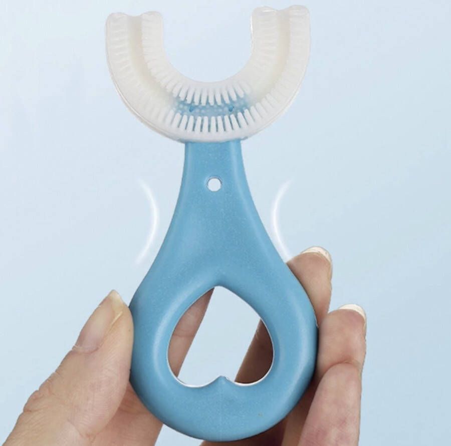 Ixen 360 graden U vormige Baby Tandenborstel Zachte Siliconen 2-6 jaar Kinderen Tandenborstel Bijtringen Blauwe Hart