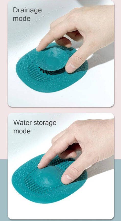 Ixen Gootsteenfilter afvoerfilter afvoerstop afvoerplug afvoerputje gootsteen zeef bad en douche haarvanger badkamer accessoires met zuignappen rubber blauw