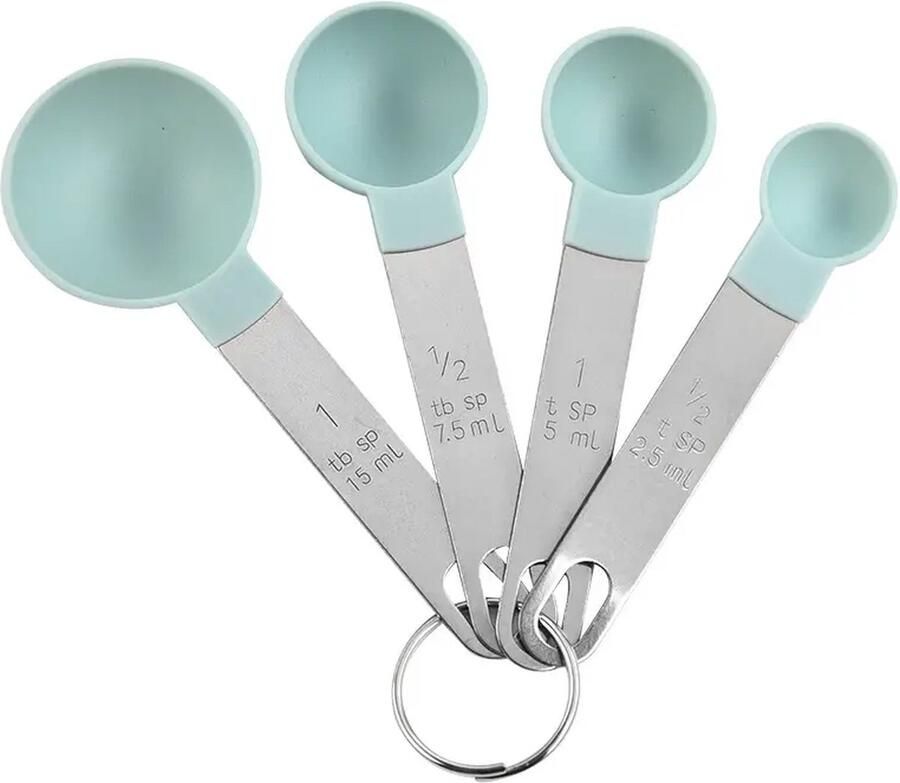 Ixen 4-delige Maatlepel set 1 tbsp 1 2 tbsp 1 tsp 1 2 tsp meetlepels maatcups measuring spoons stainless steel handvat RVS