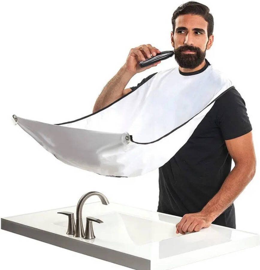 Ixen Scheerschort Extra Stevige Zuignap Beard Bib Baardschort Kapmantel Cape Scheren Trimmen Baardverzorging Inclusief Zuignappen Wit