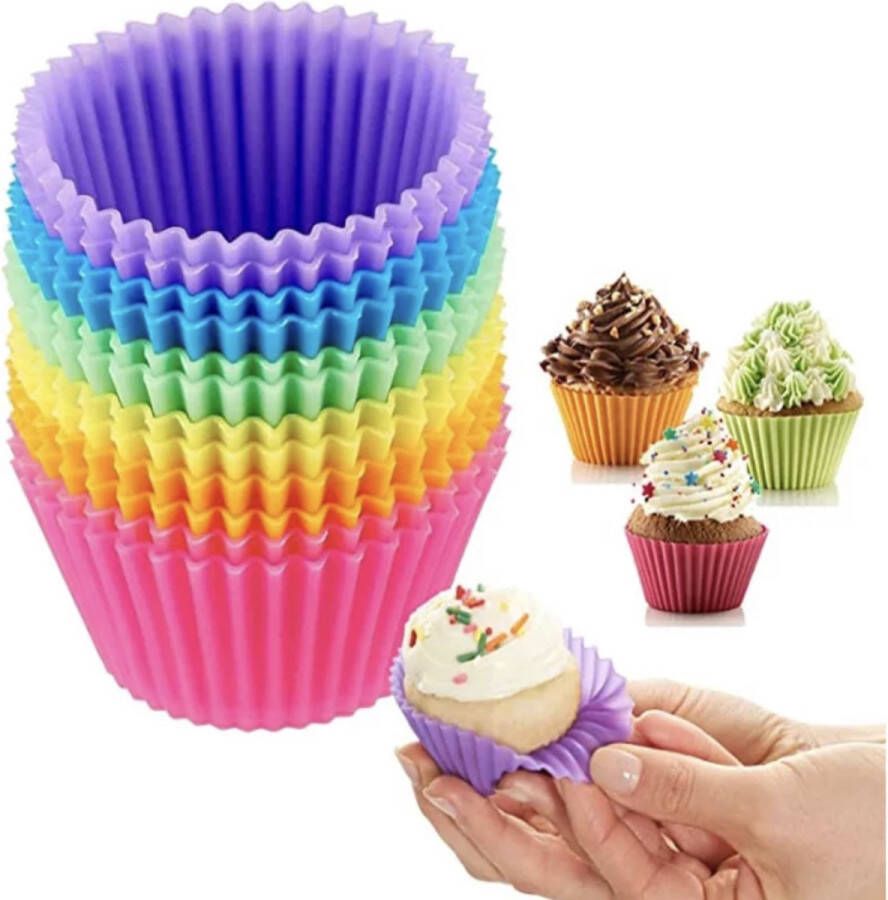 Ixen Siliconen Cupcake Vormpjes 12 stuks Muffin Vormpjes Random Kleur