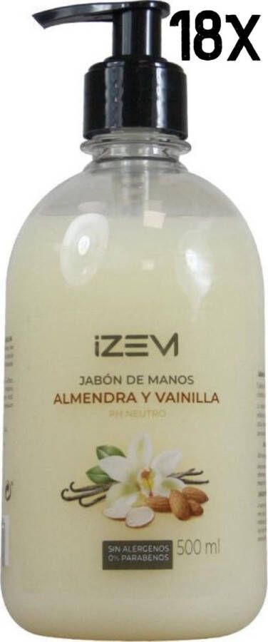Izen Vloeibare Luxe Handzeep Amandel & Vanille Bloessem Pomp Voordeelverpakking 18 x 500ml