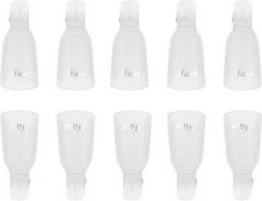 IZGO Herbruikbare nagellak remover dissolvant removal clips ideaal voor soak off gellak of glitter nagellak inclusief inleg wipe doekjes Wit nr. 930