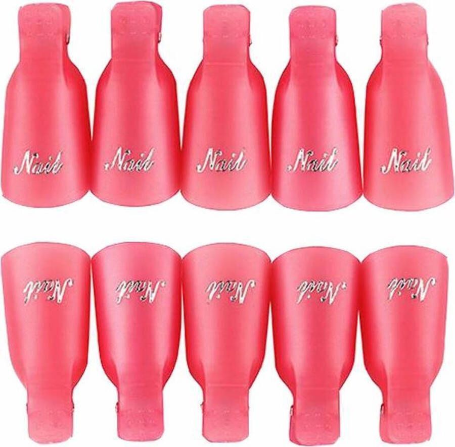 IZGO Herbruikbare nagellak remover dissolvant removal clips rose ideaal voor soak off gellak of glitter nagellak inclusief 100 stuks inleg wipe doekjes Roze nr. 588