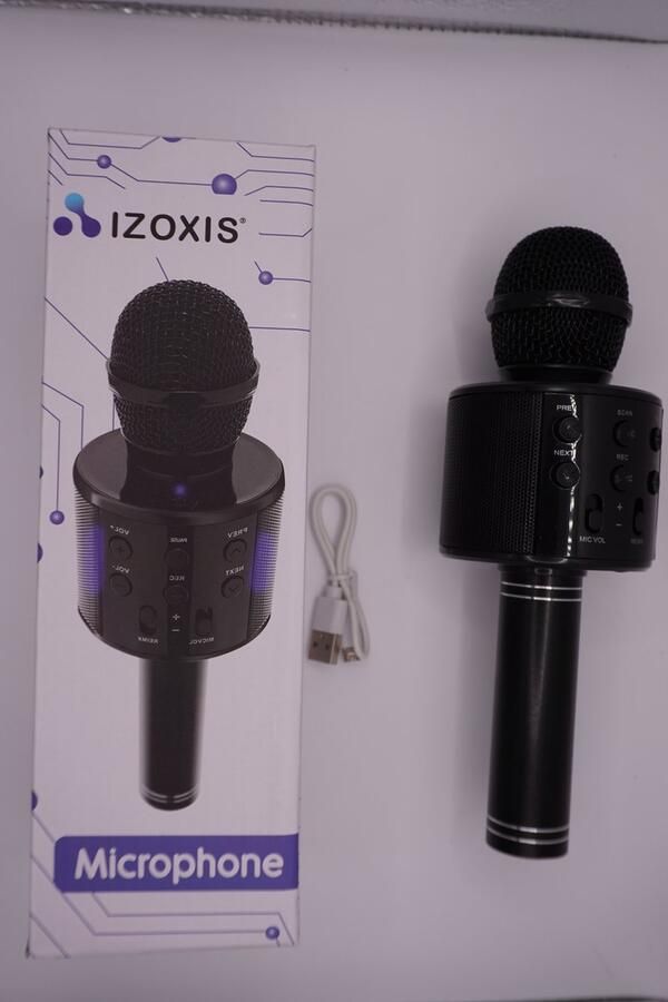 IZOXIS Karaoke Microfoon met Bluetooth versie 4.0 bas sopraan echo-telefoonconnectiviteit Android IOS-ingang AUX MicroSD Draadloos Kado Tip Zang- en muziekplezier Voor de gezelligste feestjes Zwart Muziekland