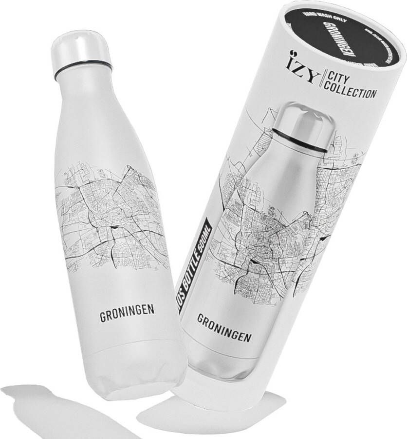 IZY Bottles x Groningen | 500 ML | Thermosfles | Drinkfles | Waterfles | Schoolfles | Isoleerfles | Beker | Drinkbeker | Koud | Warm | Fles | Back to School | 500ml