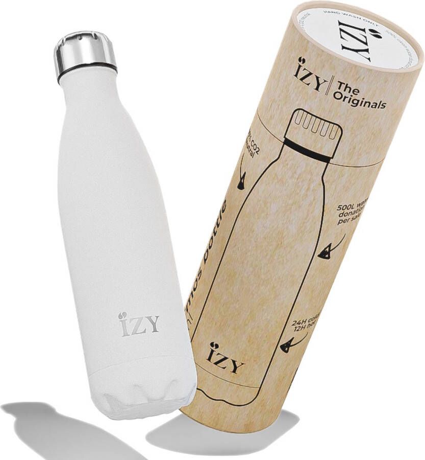 IZY Bottles x Mat Wit | 500 ML | Thermosfles | Drinkfles | Waterfles | Schoolfles | Isoleerfles | Beker | Drinkbeker | Koud | Warm | Fles | Back to School | 500ml