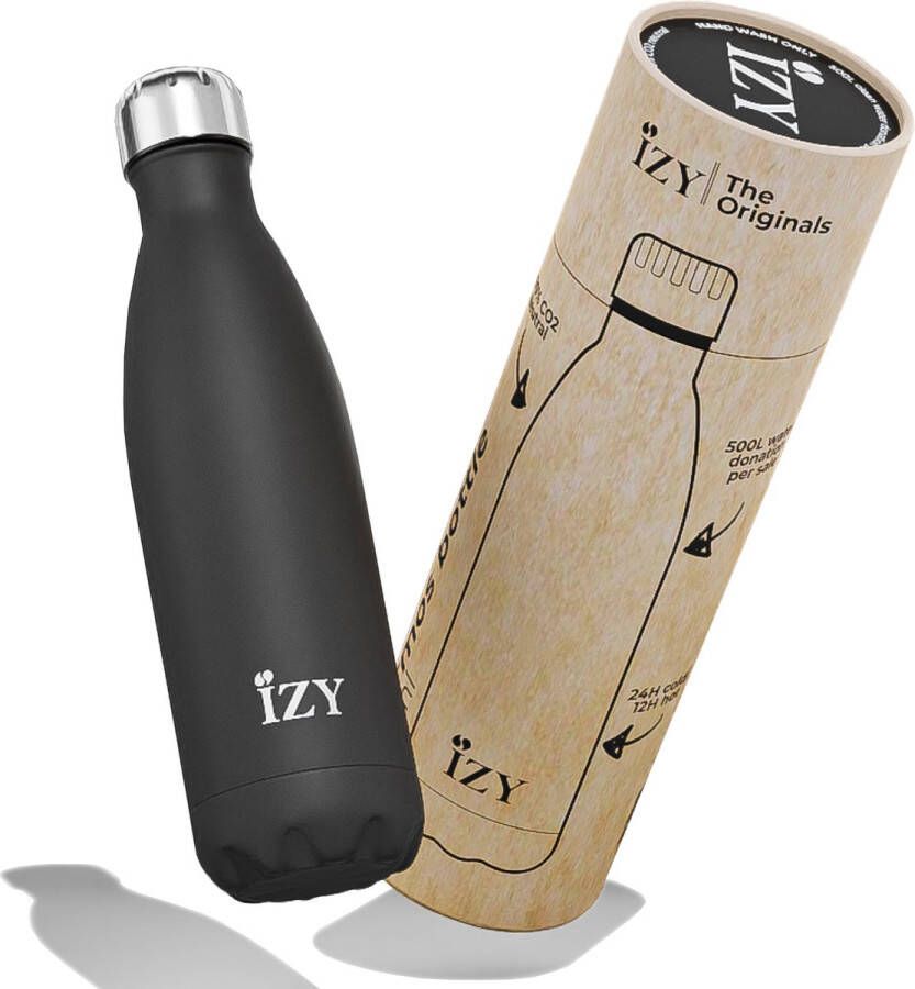 IZY Bottles x Mat Zwart | 500 ML | Thermosfles | Drinkfles | Waterfles | Schoolfles | Isoleerfles | Beker | Drinkbeker | Koud | Warm | Fles | Back to School | 500ml