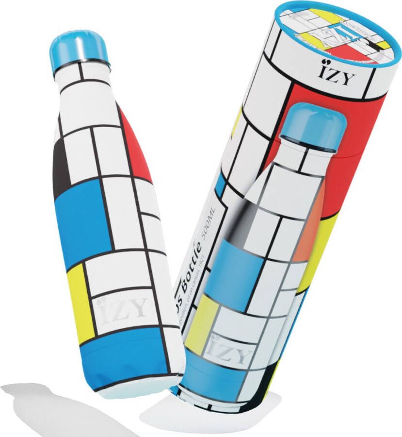 IZY Bottles x Mondriaan (Compositie) 500ML Thermosfles Drinkfles Waterfles Schoolfles Isoleerfles Beker Drinkbeker Koud Warm Fles Back to School 500 ml