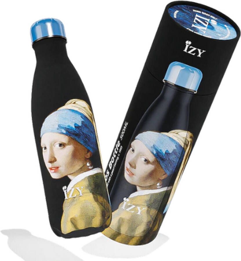 IZY Bottles x Vermeer (Meisje met de Parel) 500ML Thermosfles Drinkfles Waterfles Schoolfles Isoleerfles Beker Drinkbeker Koud Warm Fles Back to School 500 ml