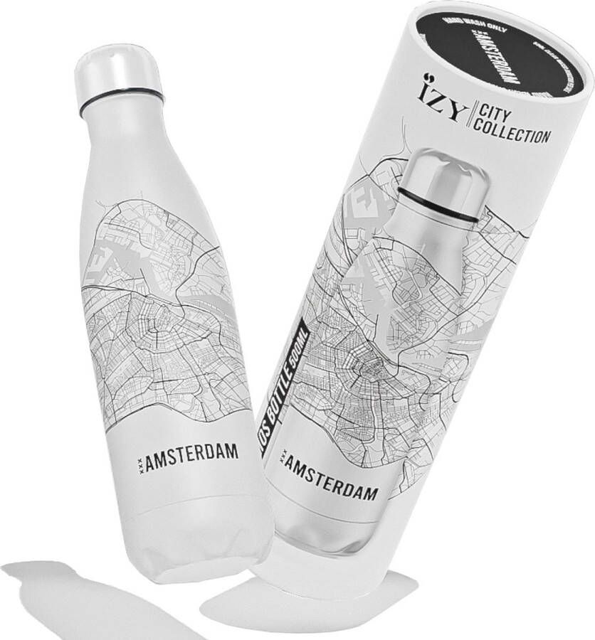 IZY Bottles x Amsterdam | 500 ML | Thermosfles | Drinkfles | Waterfles | Schoolfles | Isoleerfles | Beker | Drinkbeker | Koud | Warm | Fles | Back to School | 500ml