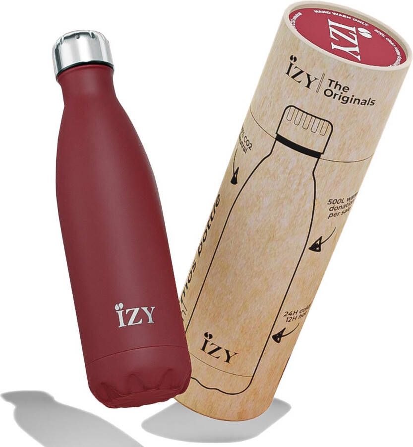 IZY Bottles x Chroom Rood | 500 ML | Thermosfles | Drinkfles | Waterfles | Schoolfles | Isoleerfles | Beker | Drinkbeker | Koud | Warm | Fles | Back to School | 500ml
