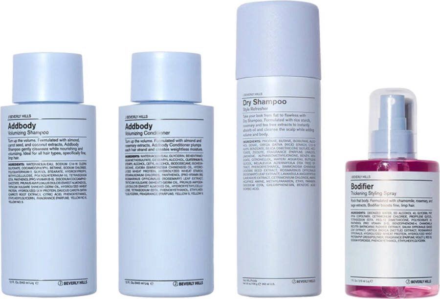 J Beverly Hills Addbody Shampoo + Addbody Conditioner + Dry Shampoo + Bodifier De Blue Babe Kit