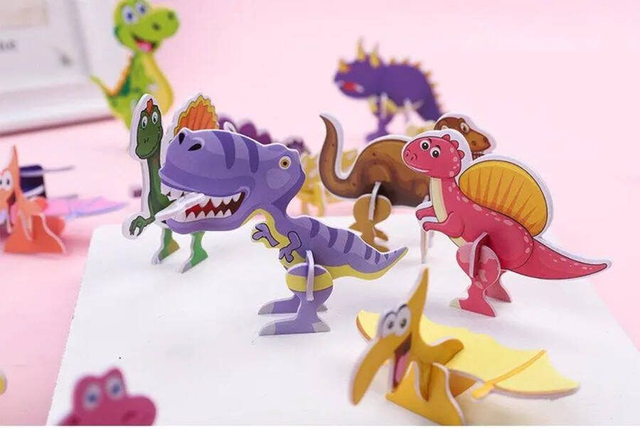 J&S Products™ 3D Puzzels Dino Kleine Puzzeltjes Van 3 Tot 6 Stukjes DIY Kleine Dinosaurus Random 5 Stuks