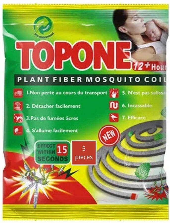 J&S Products™ Anti Muggen Spiraal Anti Muggen Wierook Anti Muggen Citronella Muggen Brandduur: 4 tot 5 uur Werking: 12 Uur Anti Muggen Vliegen Insecten 5 stuks
